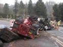 Crash: semi truck carrying a full load of used rail road ties sustained