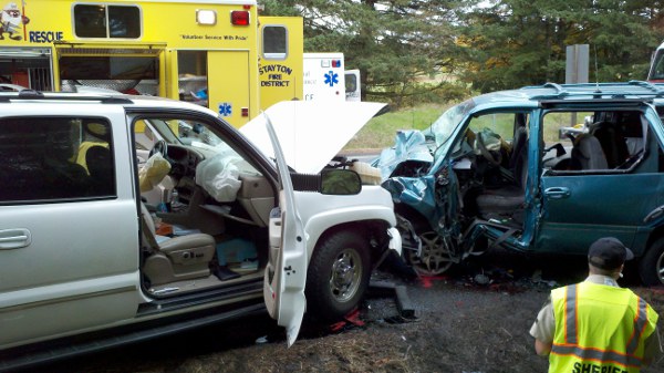 Crash scene Highway 22 E Near Stayton 11-11-11