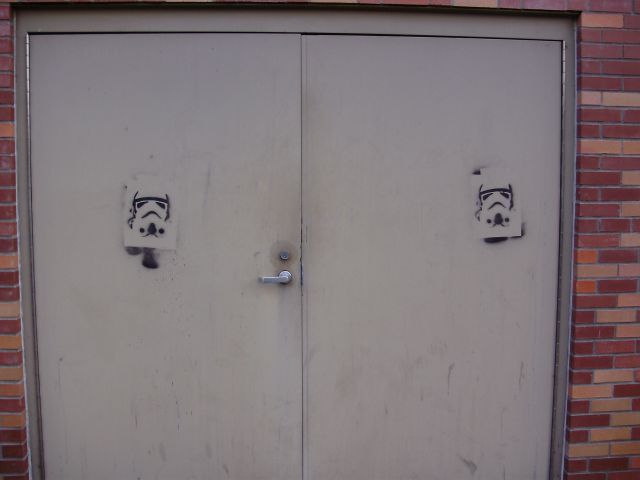 Stormtrooper Graffiti on doors on OSU campus