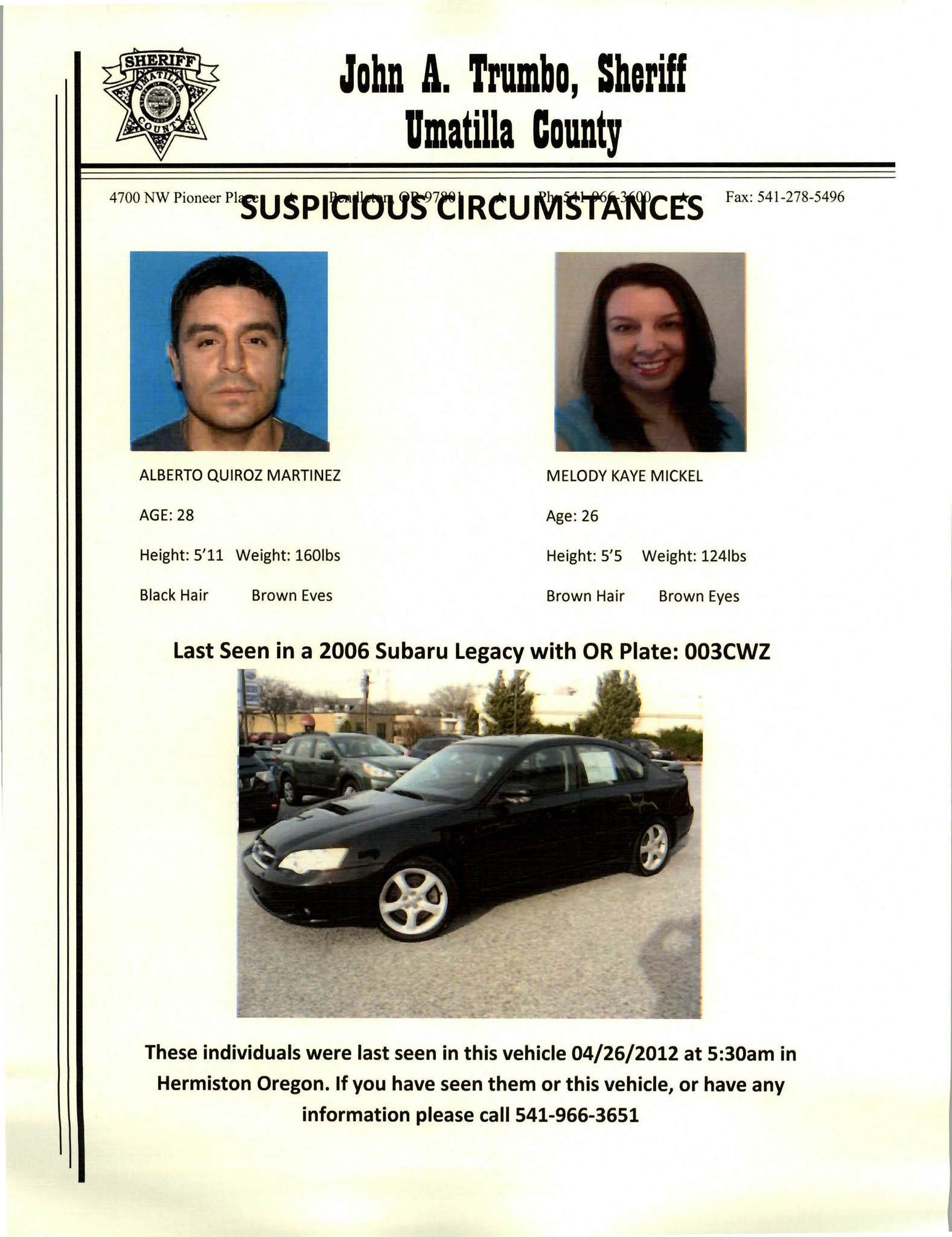 Umatilla County Wanted Poster