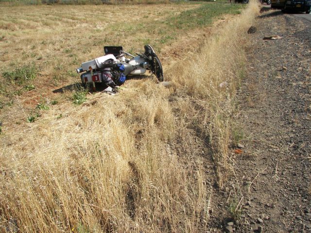 Motor cycle after crash
