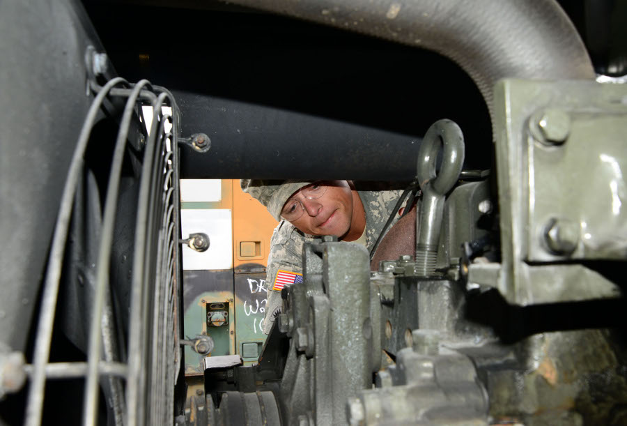 Spc. Corey Buoy, with the 3670th Maintenance Company ground support platoon Spc. Corey Buoy, with the 3670th Maintenance Company ground support platoon